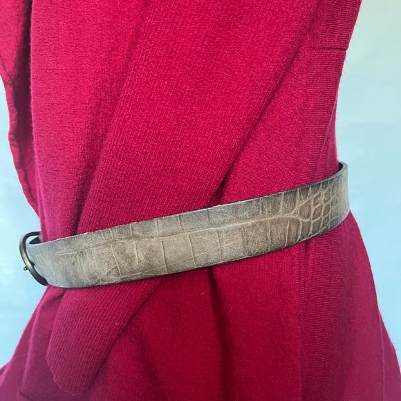 VANZETTI BY BGM Croco Embossed Leather Womens Belt Sz 95 =38 Brown German Y2k - Picture 4 of 10